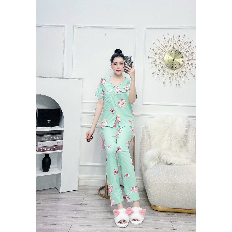 ❤️SIÊU DỄ THƯƠNG❤️Đồ bộ quần dài áo cổ sen mặc nhà, đồ bộ mặc nhà nữ mềm mịn mát chipchip90 M00128