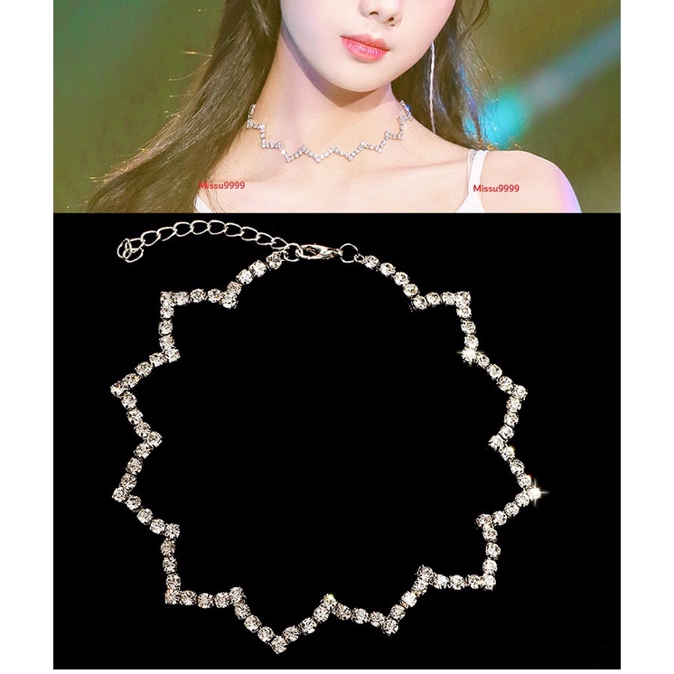 Vòng cổ ziczac đính đá lấp lánh