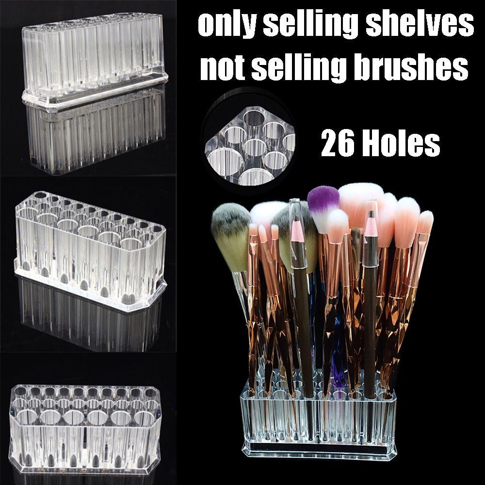 Giá Đỡ Trưng Bày Cọ Trang Điểm 26 Lỗ Bằng Acrylic Trong Suốt