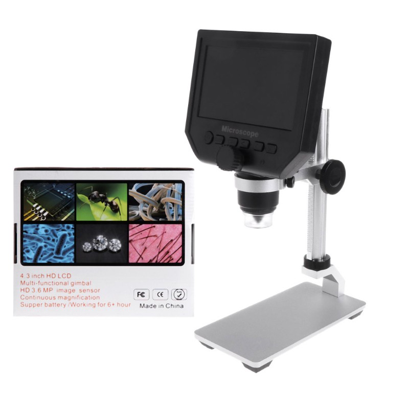 Kính hiển vi mini g600 4.3 &quot; zoom 1-600x 3.6mp HD có đèn LED kèm phụ kiện