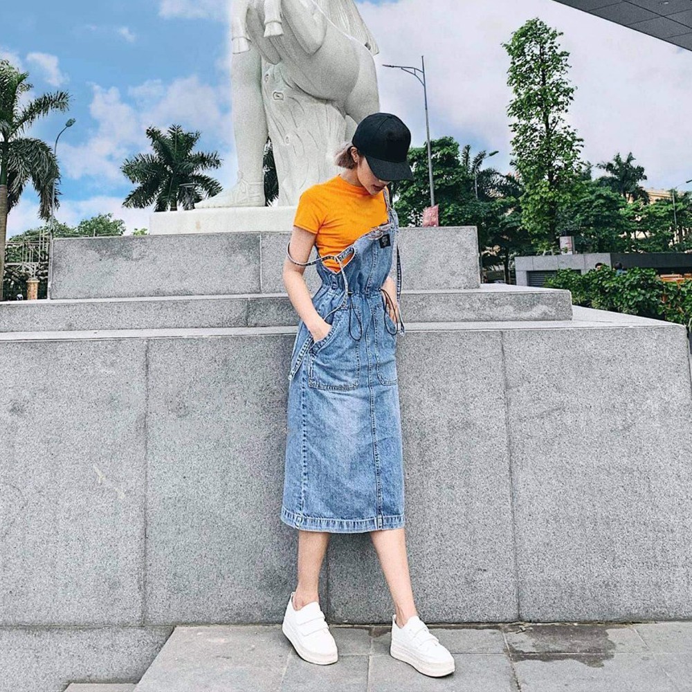 Yếm Váy Jeans Nữ Chất Bò Phối 2 Túi Trước Kèm Dây Rút Eo Mang Phong Cách Ulzzang Hàn Quốc - 425 | WebRaoVat - webraovat.net.vn