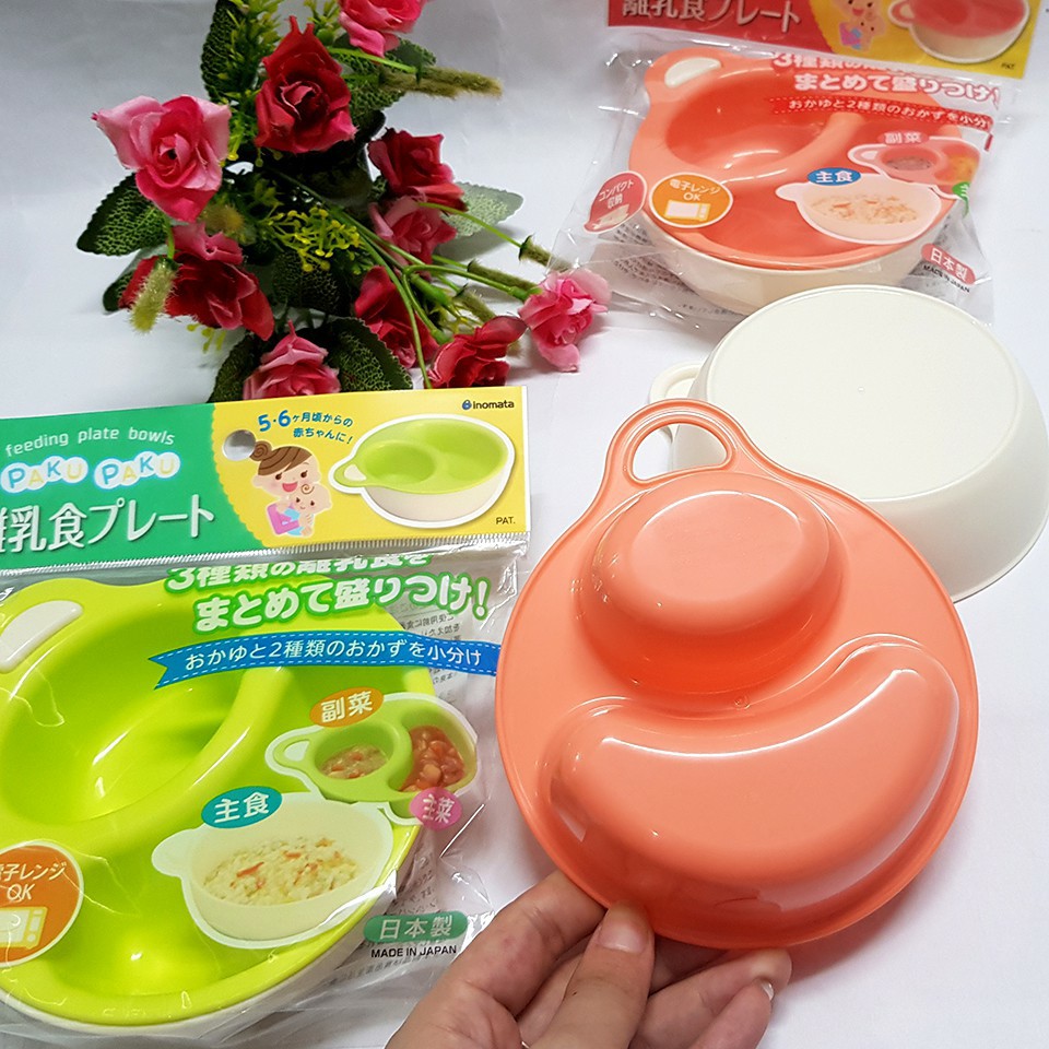 Bộ Chén Ăn Dặm Chia Ngăn Paku Inomata Cho Bé -Nhật Bản