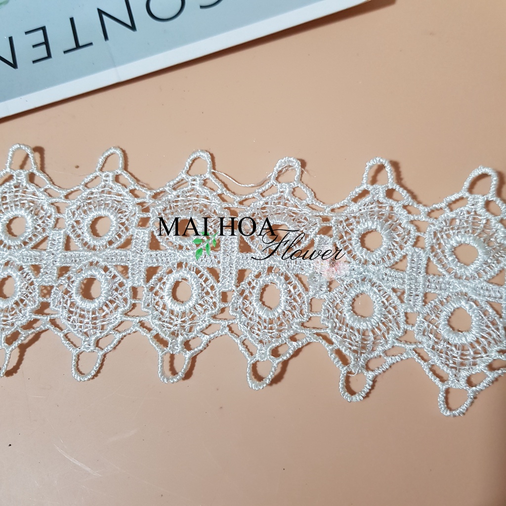 RC21 Cuộn 13 mét dây ren viền váy áo ren thêu hoa dùng may đồ Maihoaflower