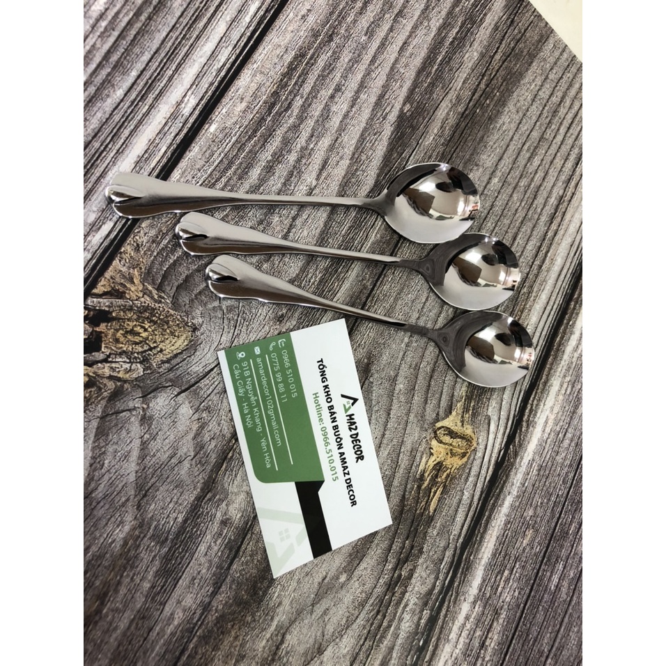 Muỗng thìa inox cán dài giọt nước GN153517 phong cách Hàn Quốc cao cấp sáng bóng bền đẹp an toàn cho sức khỏe