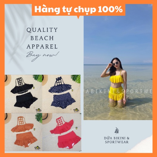 Bikini chấm bi chân váy đuôi cá dễ thương đi biển