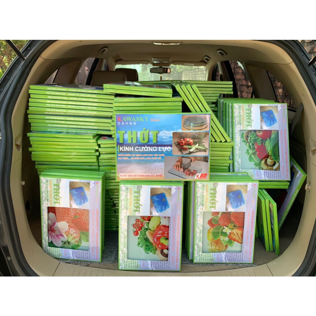 Thớt Kính Cường Lực Nhật Bản Kawasaky Loại Dày 12 Ly An Toàn Cho Sức Khỏe , Cực Bền