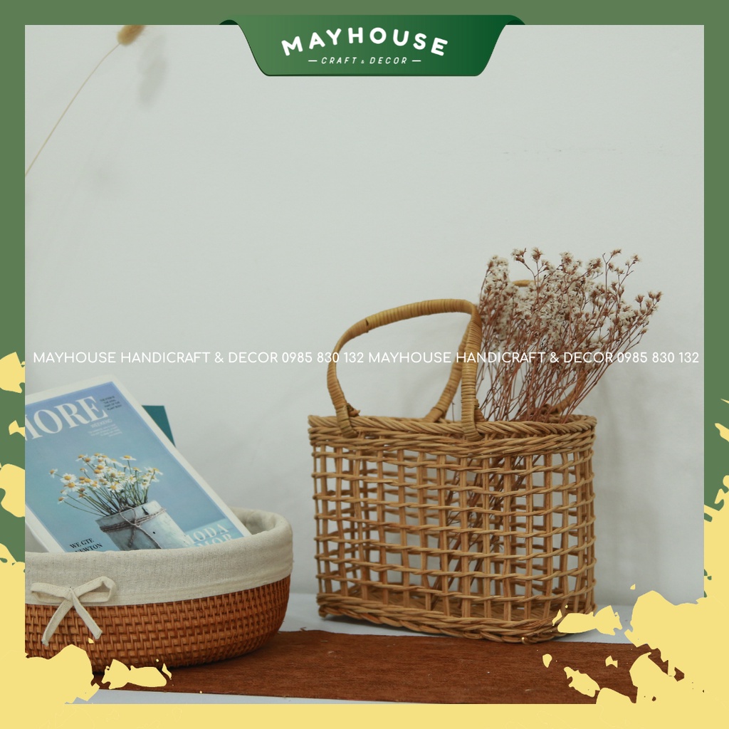 Giỏ mây tre đan đựng đồ đa năng MAYHOUSE CRAFT&DECOR phụ kiện chụp ảnh, decor trang trí