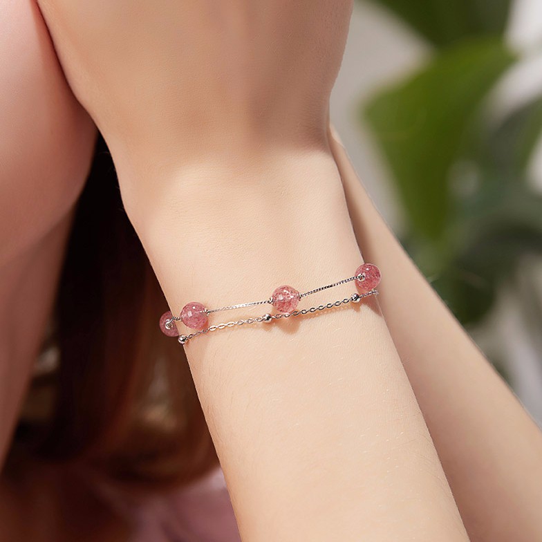 Lắc tay bạc 7 hạt hồng | BigBuy360 - bigbuy360.vn