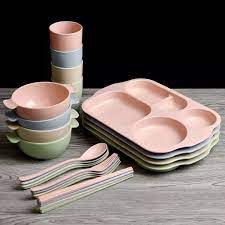 BỘ KHAY, BÁT ĂN DẶM LÚA MẠCH GỒM 6 MÓN CHIA 5 NGĂN - KHAY ĐỰNG CƠM