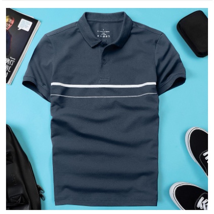 Áo thun nam POLO thiết kế sọc ngang vải cá sấu cotton cao cấp ngắn tay cực sang trọng