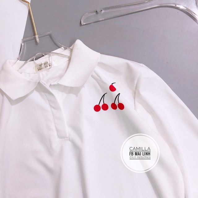 ⚡️BÁN SỈ⚡️Áo nỉ trắng tay lỡ in hình cherry