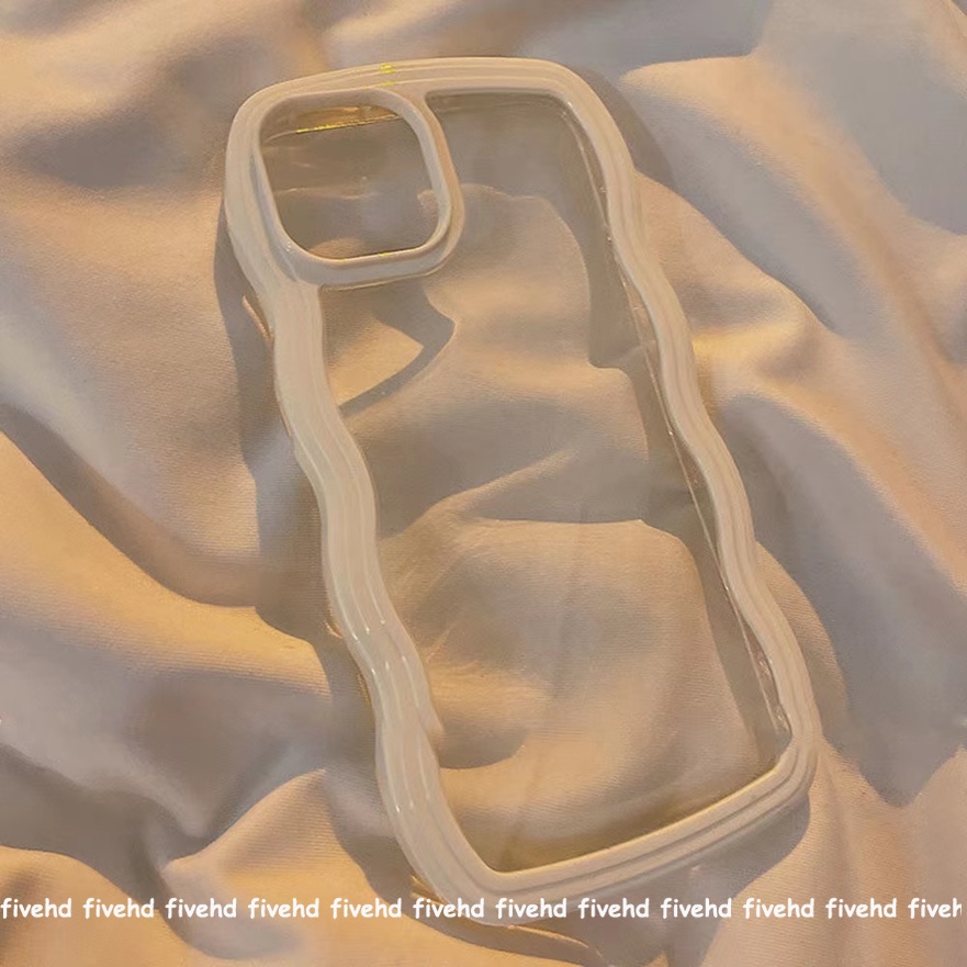 Compatible for iPhone 13 12 11 Pro Max SE2020 X XR Xs Max 7 8 Plus Phone Case Candy Corrugated Border Clear TPU Casing Back Cover