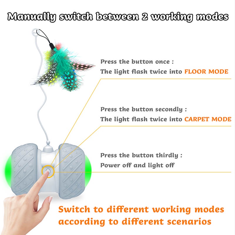 HamshMoc Đồ chơi quả cầu lông vũ thông minh có đèn led vui nhộn cho mèo cưng