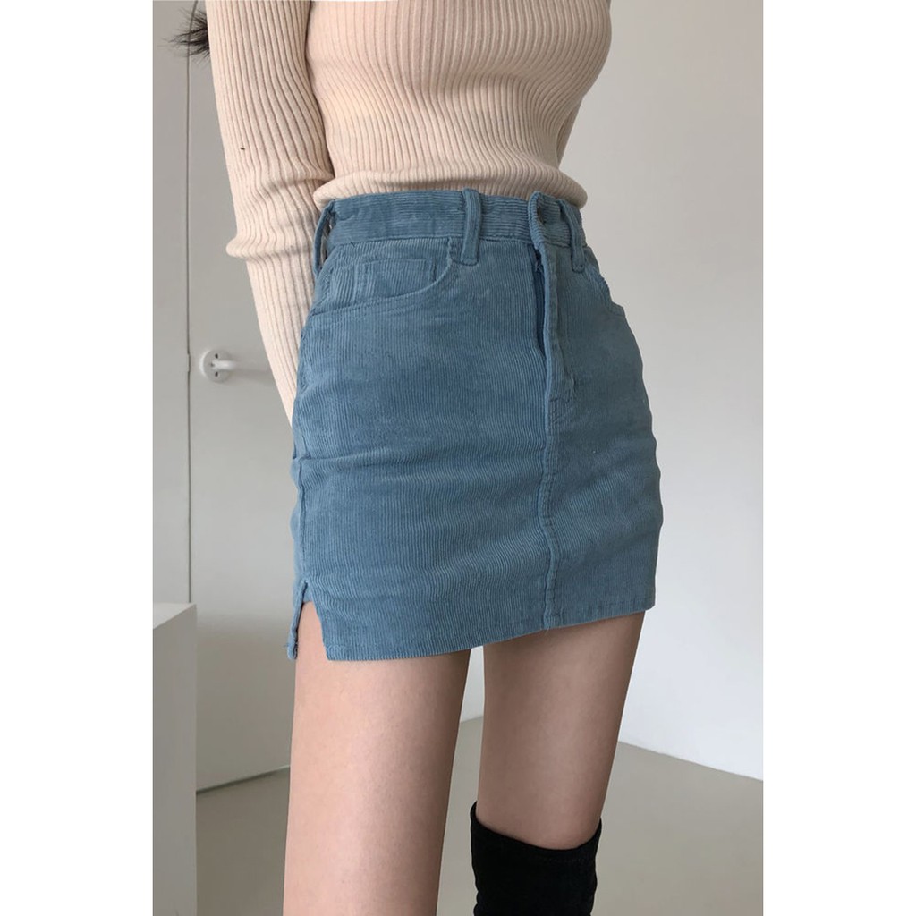 (ORDER) Chân váy dáng chữ A nhung tăm xẻ vạt ôm body gợi cảm Hàn Quốc New 2020 | BigBuy360 - bigbuy360.vn