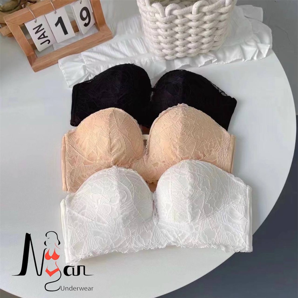 Áo Ngực Không Dây Chống Tuột, Áo Ngực Ren Hoa Cúp Ngang - NGAN HOUSE CHUYÊN ĐỒ LÓT