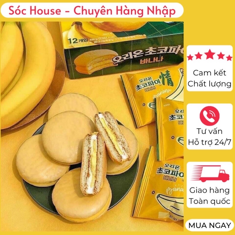 Bánh Chocopie ⚡ CỰC NGON ⚡ Bánh Chocopie chuối phiên bản mới từ Hàn Quốc nhân kem chuối tươi cùng lớp socola nguyên chất