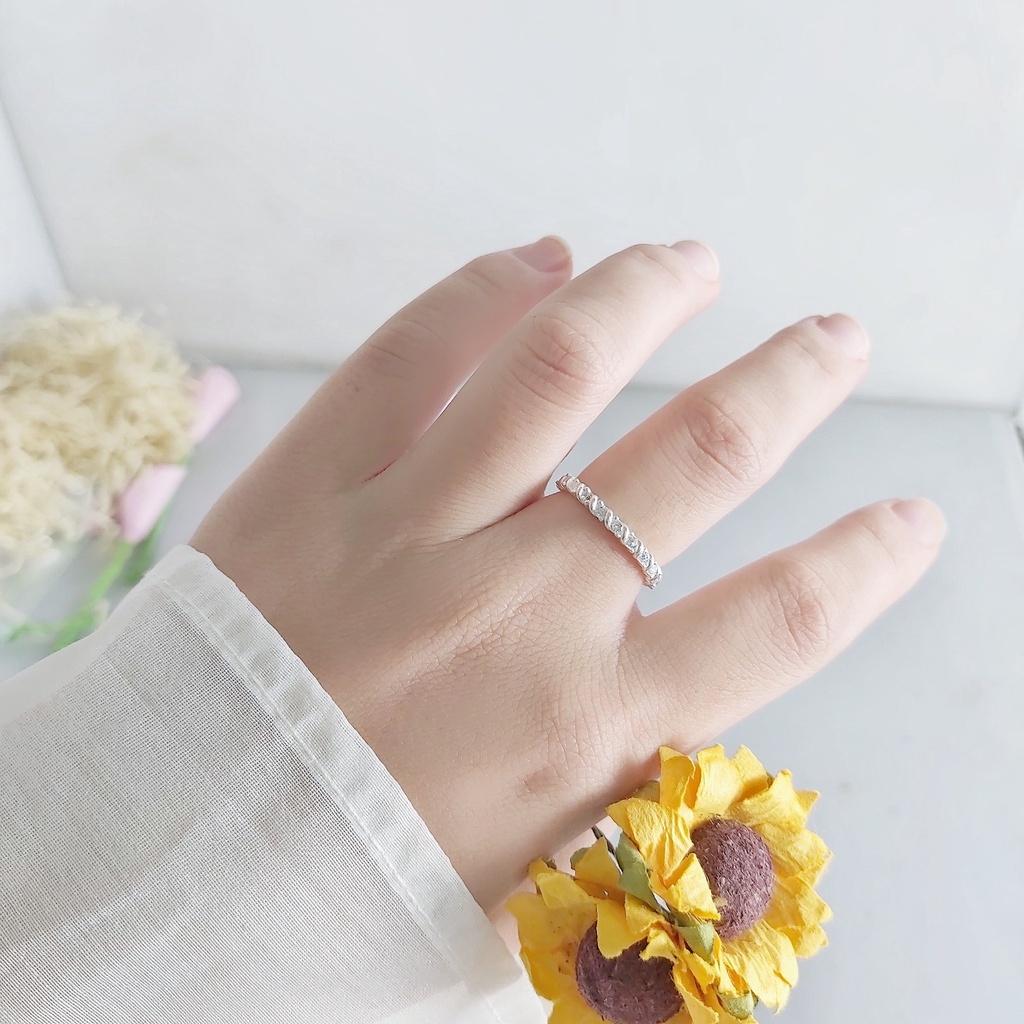 Nhẫn bạc nữ bạc 925 thật DaLiA Jewelry nhẫn bạc viền xoắn bọc đá sang trọng, đẳng cấp