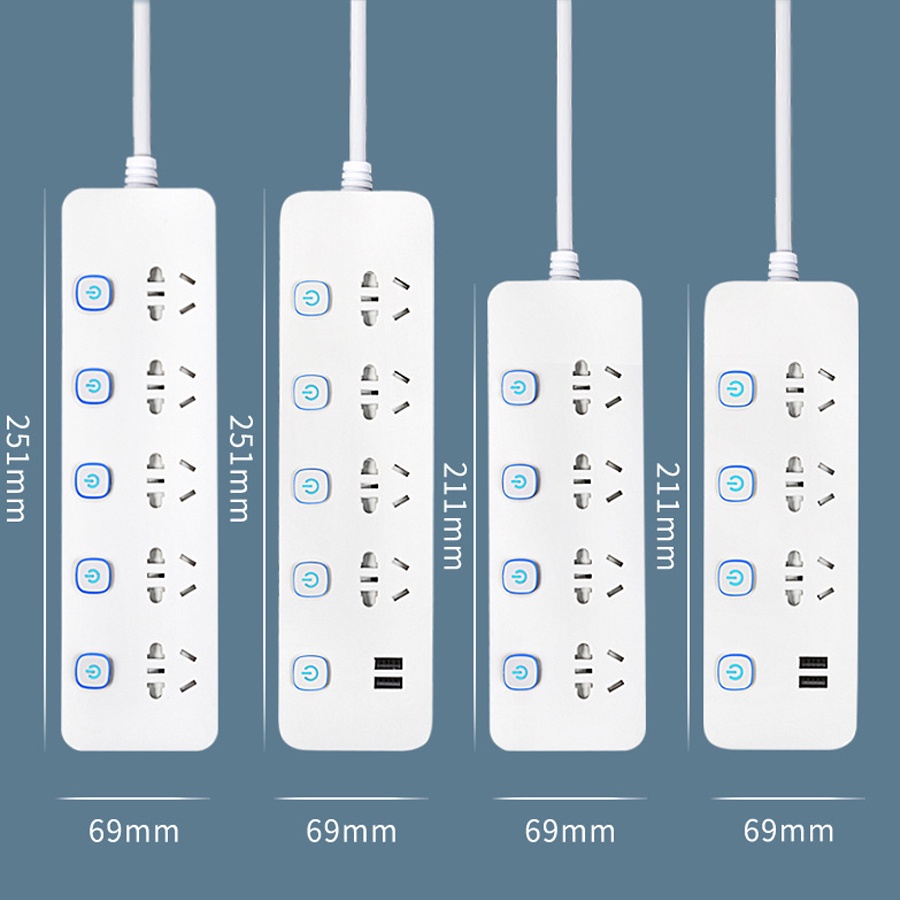 Ổ cắm điện đa năng chống giật tích hợp 2 cổng usb 4 công tắc