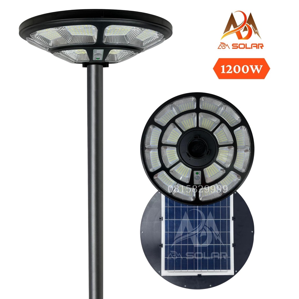 Đèn năng lượng mặt trời sân vườn, Đèn đường hình đĩa bay UFO, BH 3 Năm, Chống lóa, Chống nước IP 67 - ABM Solar