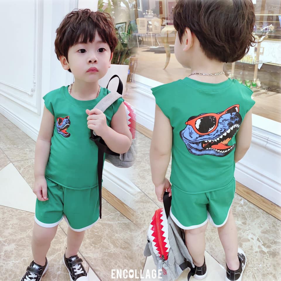 Bộ cotton khủng long đọc, lạ cho bé trai, bé gái - BKL