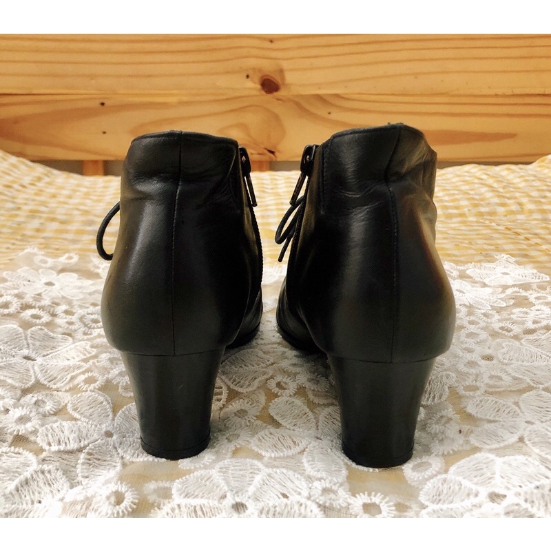 Boot Đen Cao Gót Nhật Nữ Size Cô Tấm 34,35 Da Dê