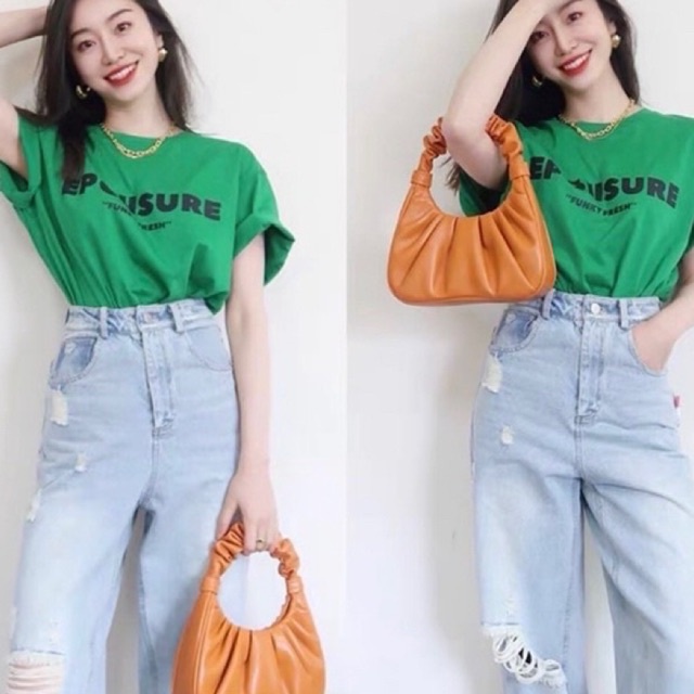 Áo phông xanh chữ tay hến hot hit siêu đẹp l1 om mh