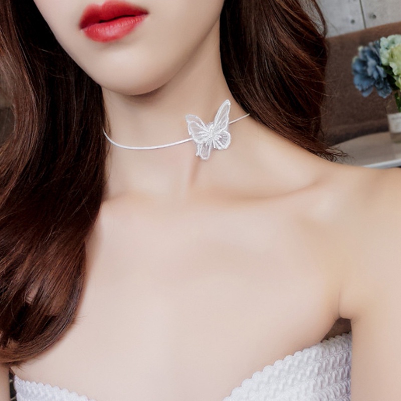 Vòng Cổ Choker Vải Tuyn Mặt Hình Bướm Trái Tim Phong Cách Cổ Điển