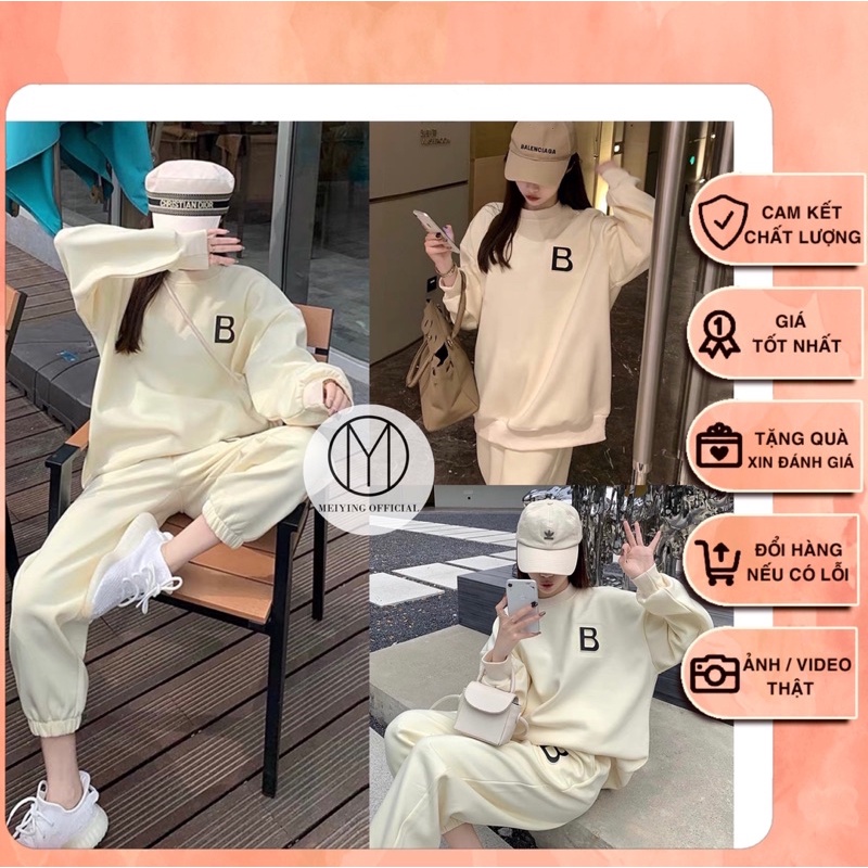 Set đồ nữ cá tính (Ảnh thật, video). Bộ thể thao nữ thu đông logo chữ C, đồ bộ đi chơi và mặc nhà