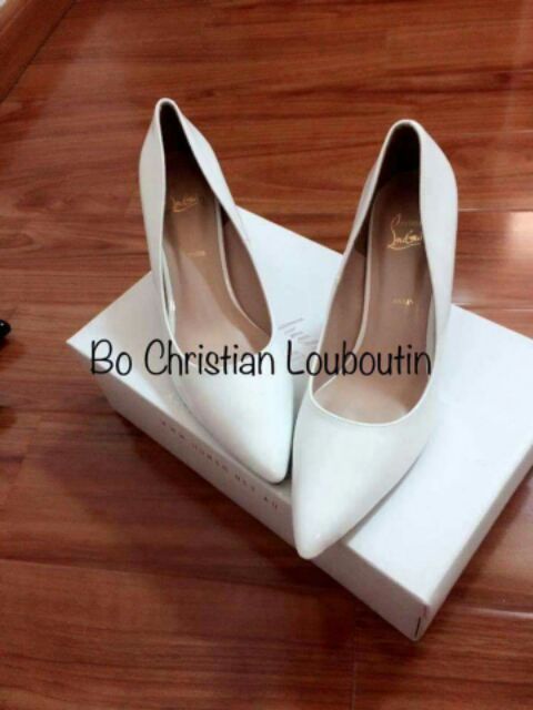 Cao gót đế đỏ màu trắng bóng  mũi nhọn 9-10-11-12p | BigBuy360 - bigbuy360.vn