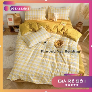Chăn Ga Gối Cotton Nhập Khẩu Kẻ Vàng Mềm Mát Giá Rẻ