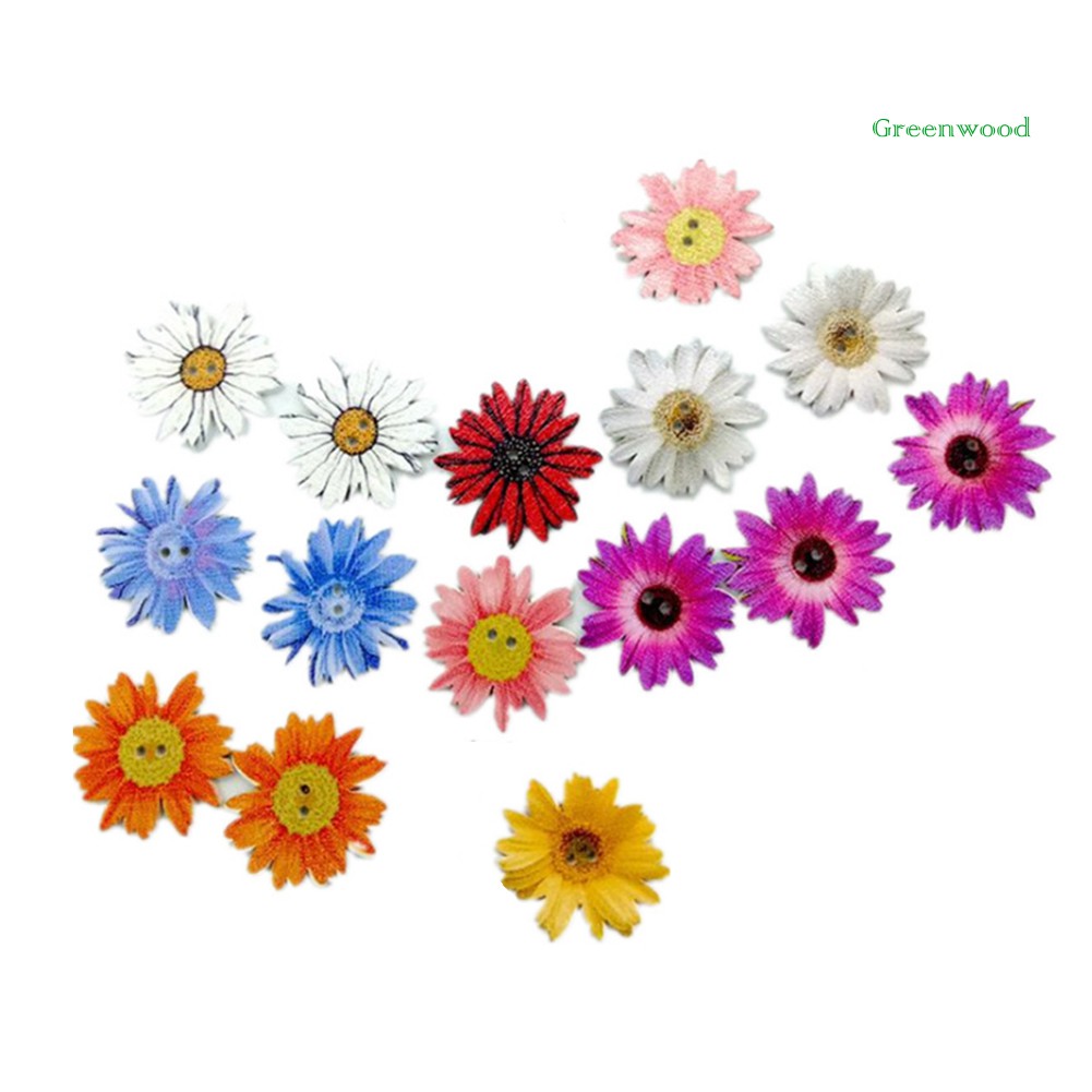 Set 50/100 cúc gỗ hình hoa cúc nhiều màu sắc dùng trang trí