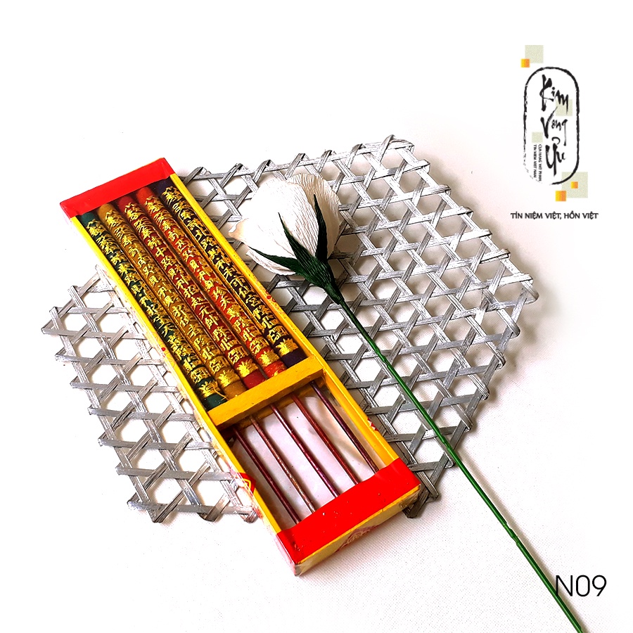 Nhang Ngũ Sắc chạm Rồng Vàng - 5 cây - 3 tấc N09  Kim Vong Ưu
