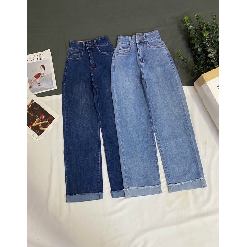 Quần Jean ống rộng lưng cao - Co giãn hàng cao cấp 💥 Quần bò ống suông lưng cao siêu đẹp | BigBuy360 - bigbuy360.vn