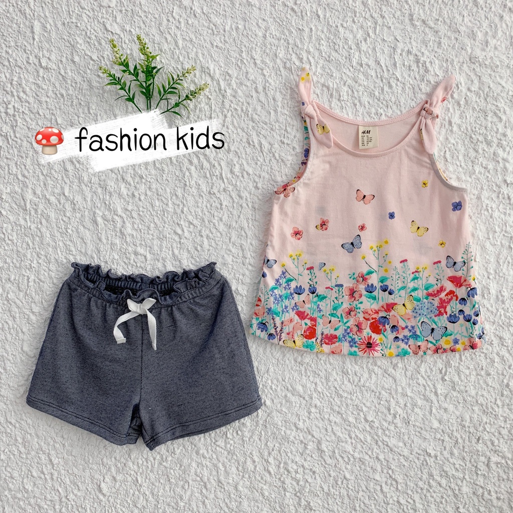 Set áo 2 dây bé gái xinh xắn, đồ bộ bé gái mùa hè mềm mát