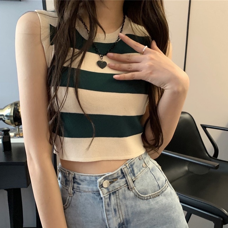 [Hana And Alice] áo len nữ croptop 3 lỗ chất đẹp co giãn hàng quảng châu cao cấp