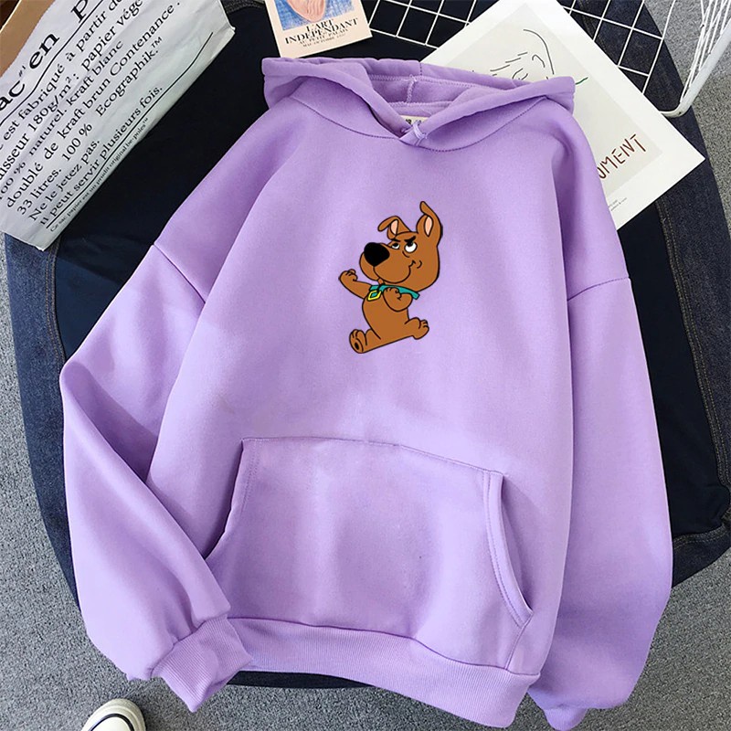 Áo Hoodie Nữ form rộng Cotton Nỉ da cá (Kèm hình thật chất áo có Logo Thương hiệu) Họa Tiết Chó dễ thương