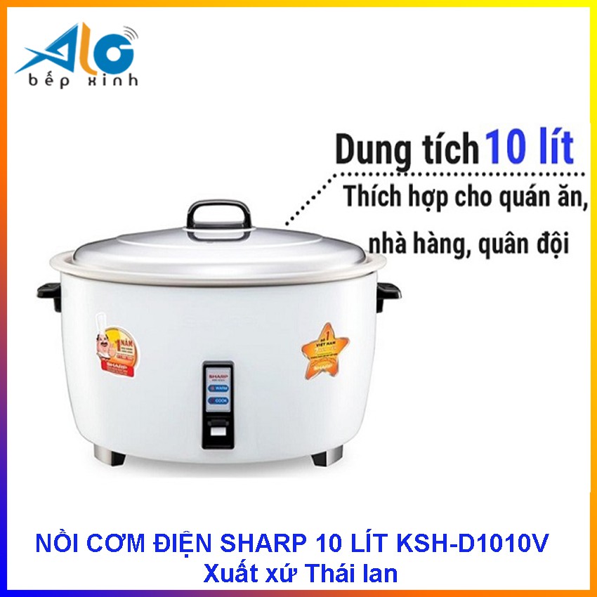 Nồi cơm điện Sharp 10 lít KSH-D1010V - nắp rời - Siêu bền - Alo bếp Xinh