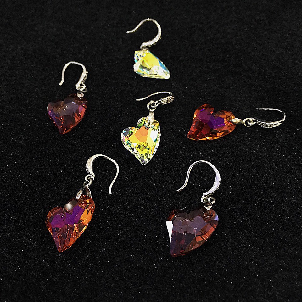 Bông tai pha lê Swarovski DEVOTED 2 U HEART tim 17mm