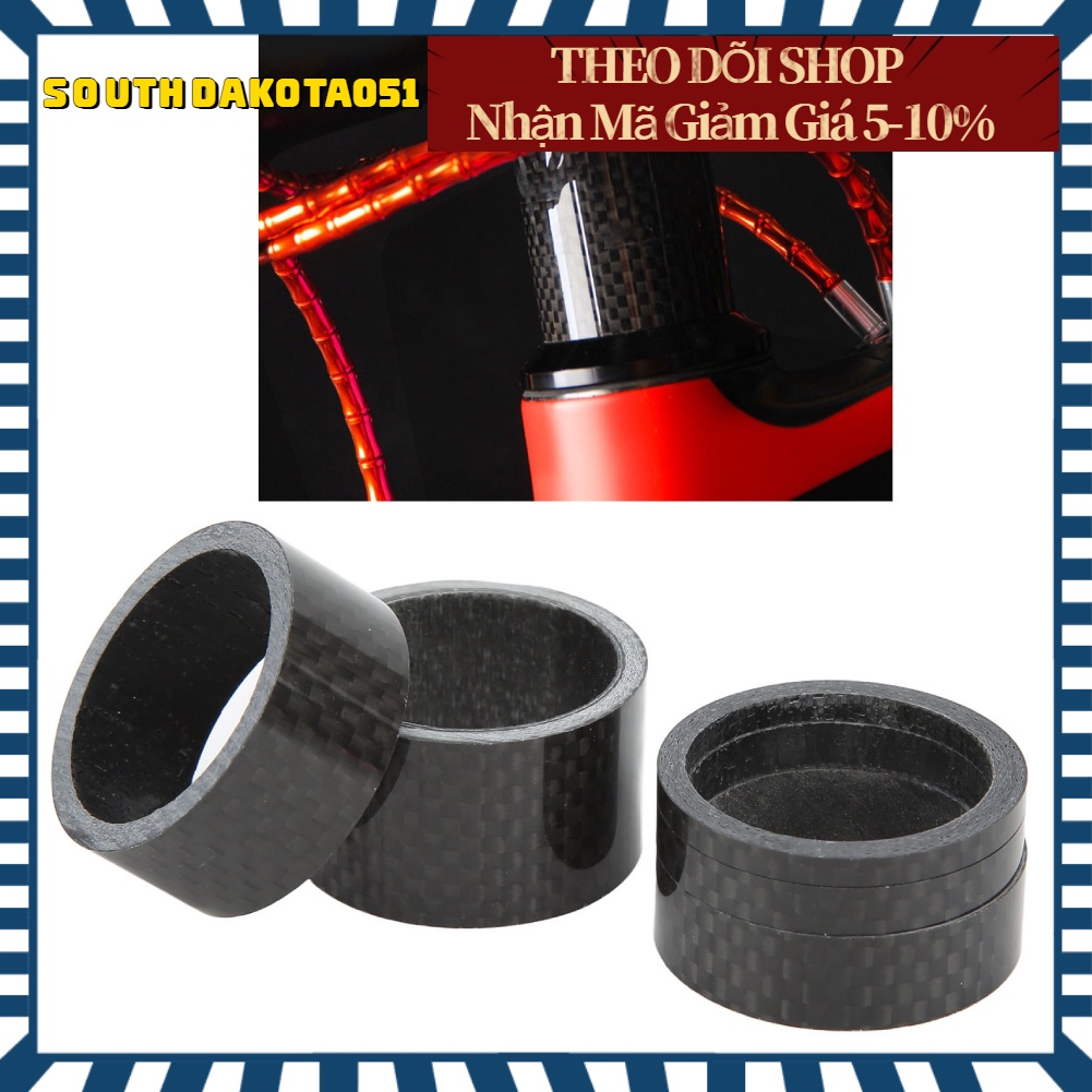 Hàng Sẵn Set 5 Vòng đệm điều chỉnh bát phuộc phía trước xe đạp bằng sợi carbon OD2 28,6mm（3/5/10/15/20mm)【Southdakota051】