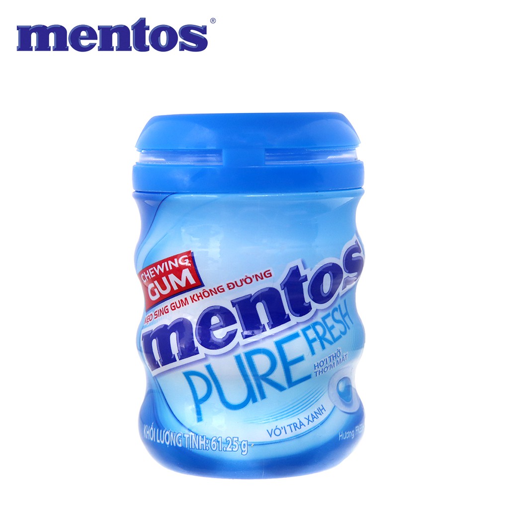 KẸO CAO SU KHÔNG ĐƯỜNG HƯƠNG BẠC HÀ FRESH MINT PURE FRESH SUGAR FREE MENTOS 61.25 GRAM