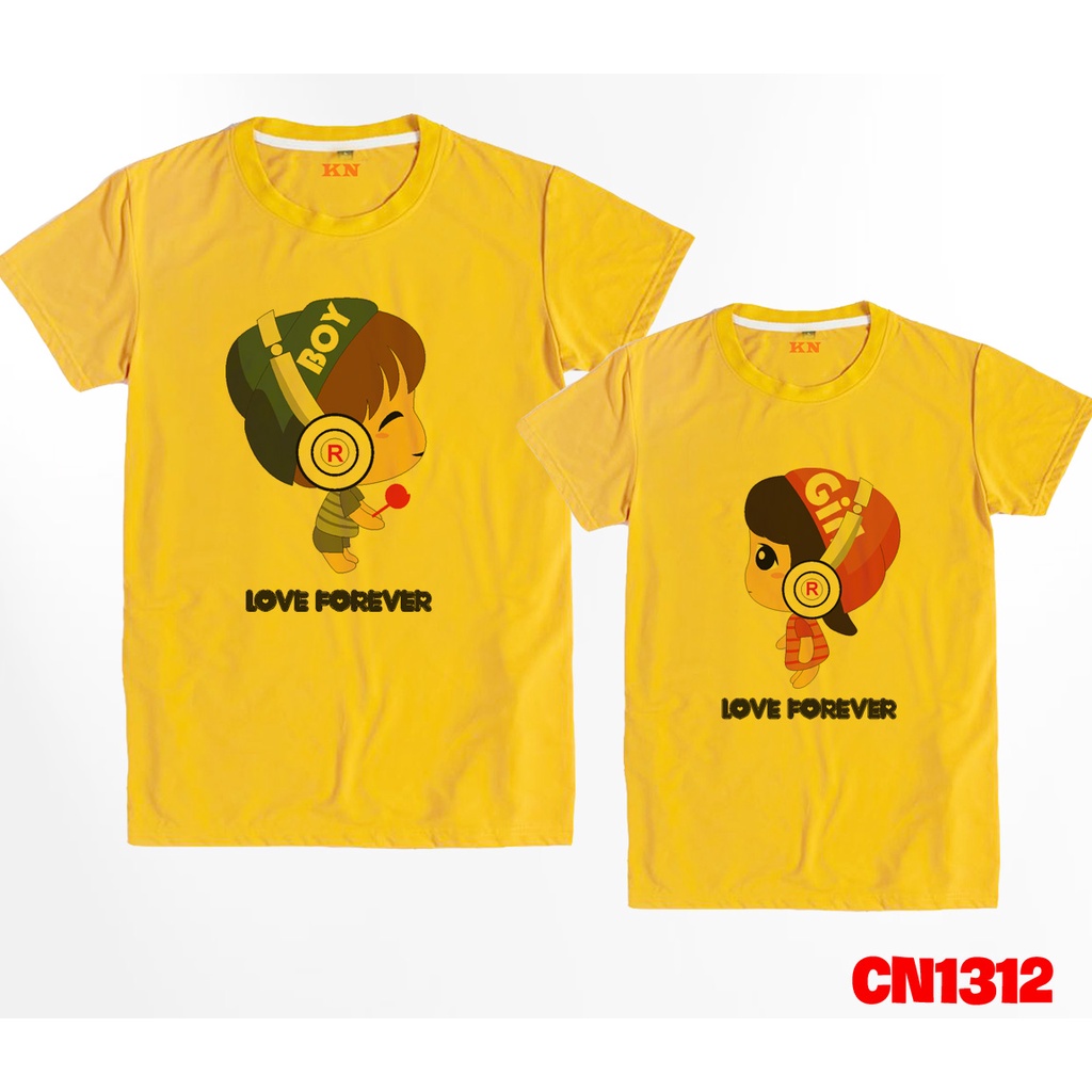 Áo Cặp Nam Nữ In Chàng Trai Cô Gái Đeo Tai Nghe  - KTQN TSHIRT AND UNIFORM