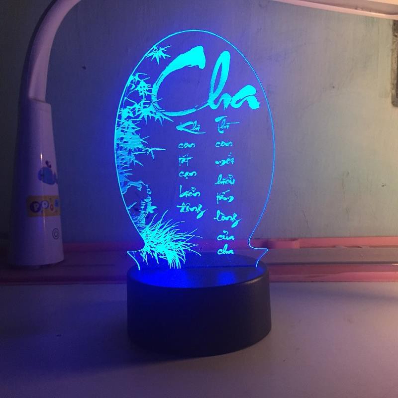 Đèn ngủ, đèn trang trí Led 3D, đèn thư pháp 7 màu