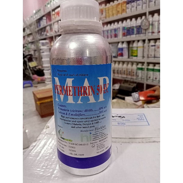 Thuốc phun muỗi y tế MAP PERMETHRIN 50 EC chai nhôm 1 Lit