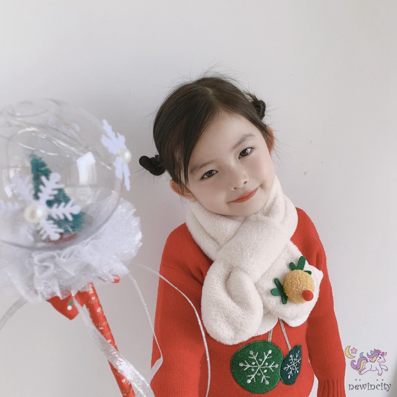 Khăn Quàng Cổ Bằng Nhung Lông Thiết Kế Hình Hoạt Hình Dễ Thương Phong Cách Hàn Quốc Dành Cho Trẻ Nhỏ