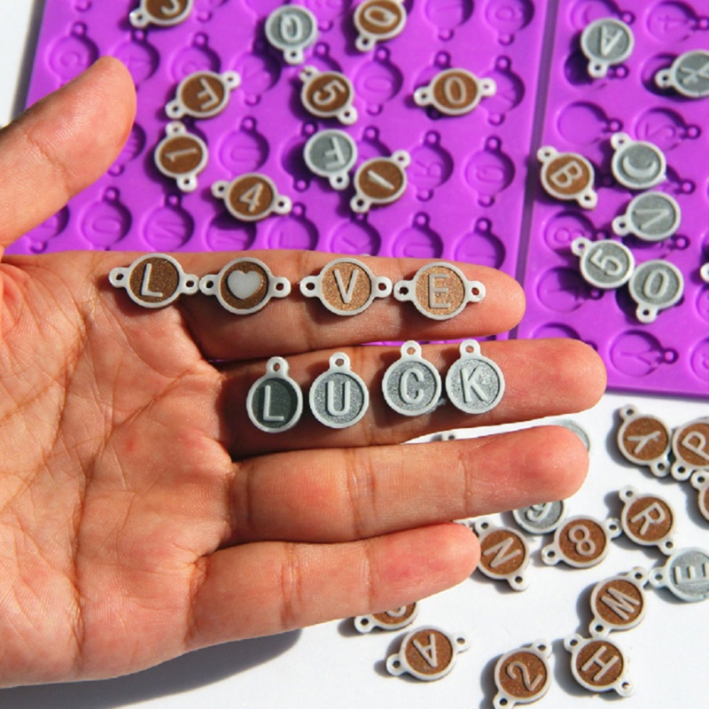 Set 4 Khuôn Silicone Hình Tròn / Chữ Cái Làm Trang Sức Thủ Công