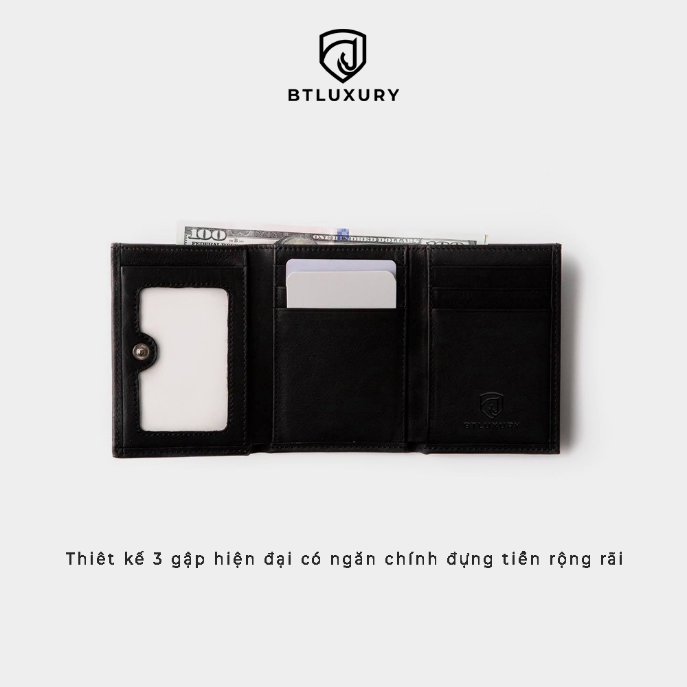 Ví Đựng Thẻ Mini Card Holder BIFOLD Da Thật Cao Cấp Nhập Khẩu Thương Hiệu BTLUXURY