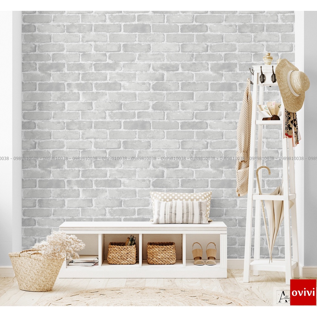 Giấy dán tường giả gạch 3d Hàn Quốc cao cấp dán phòng khách phòng ngủ nhà hàng quán ăn đẹp phong cách vintage
