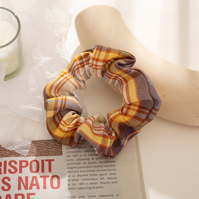 Dây Buộc Tóc Scrunchies Caro Xinh Xắn Dành Cho Nữ