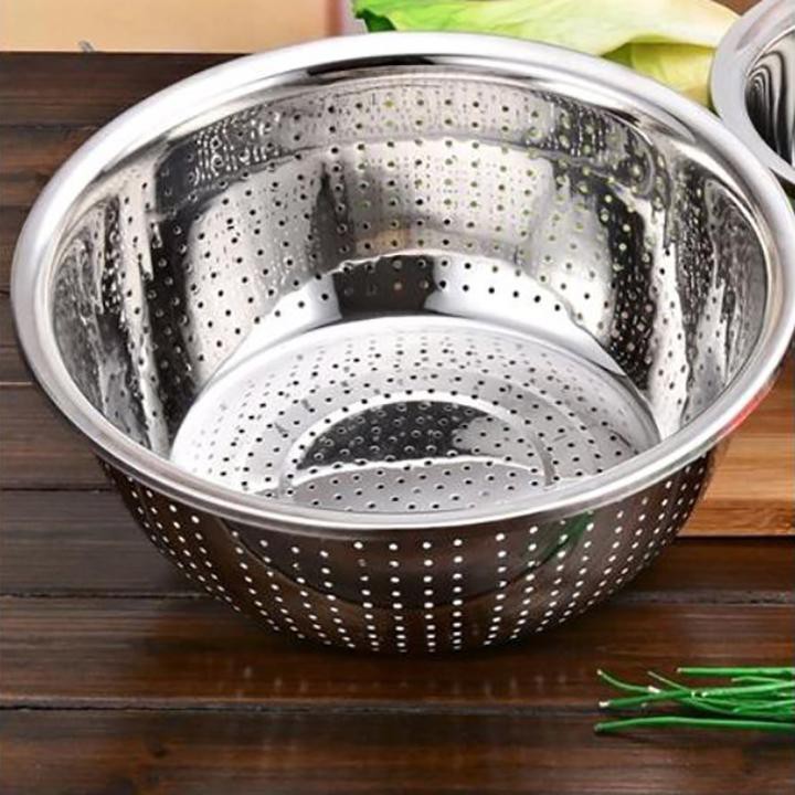 Bộ Thau Rổ Inox Nhà Bếp 5 Món Bằng Inox Đủ Size Từ 18 - 26Cm Tiện Dụng, Dày Dặn