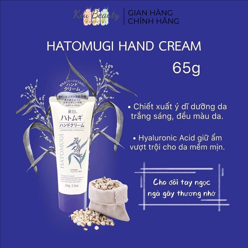 Kem dưỡng da tay hạt Ý Dĩ Reihaku Hatomugi The Hand Cream 65g